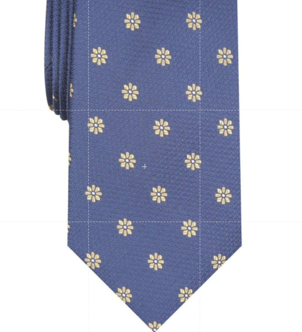 Club Room Tie Men's Blue Yellow Eastford Floral Silk Blend Necktie Classic New